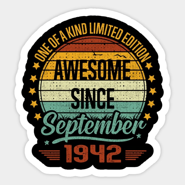 80 Year Old Awesome Since September 1942 Gift 80th Birthday Sticker by sufian